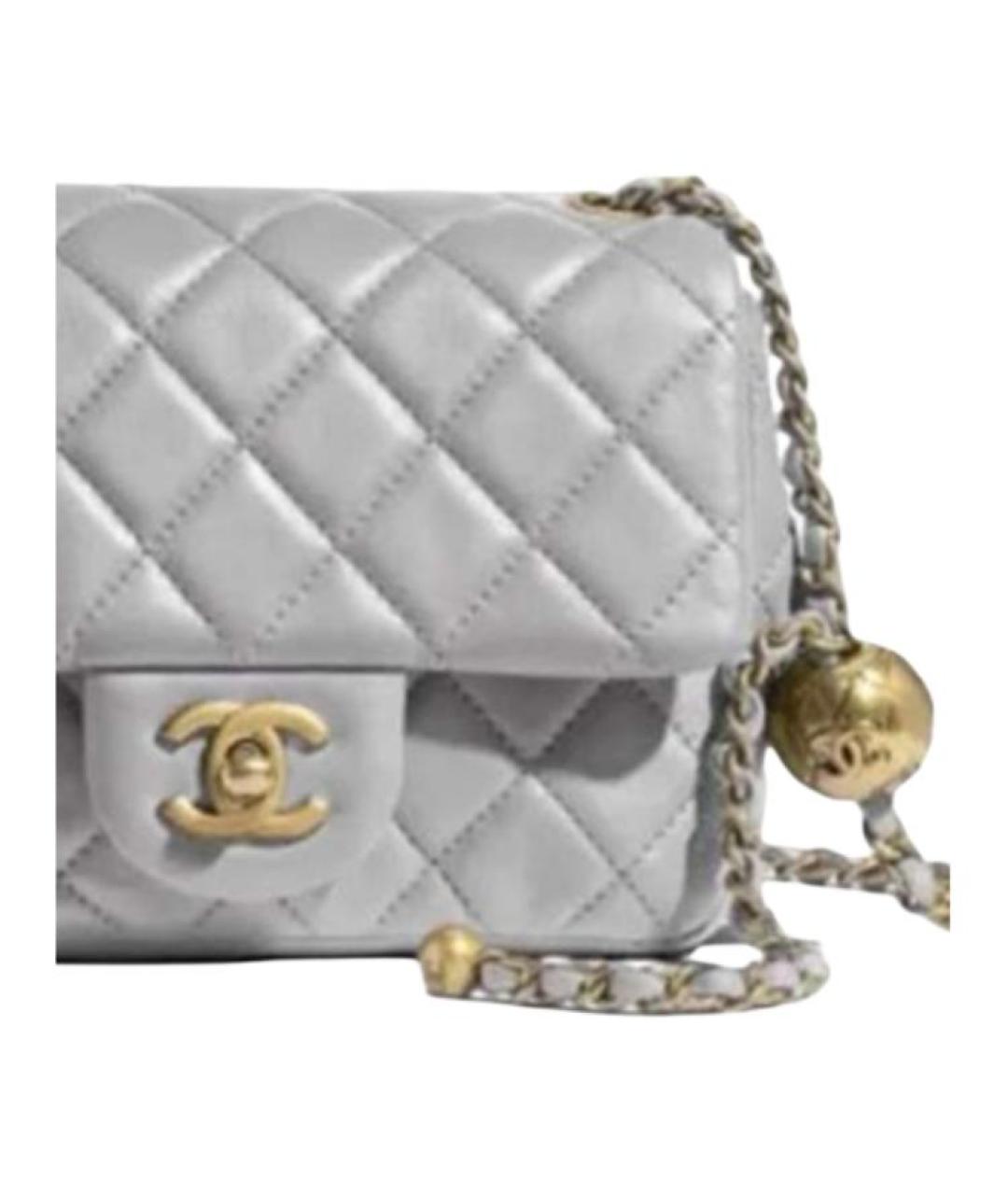 CHANEL Серая кожаная сумка через плечо, фото 3