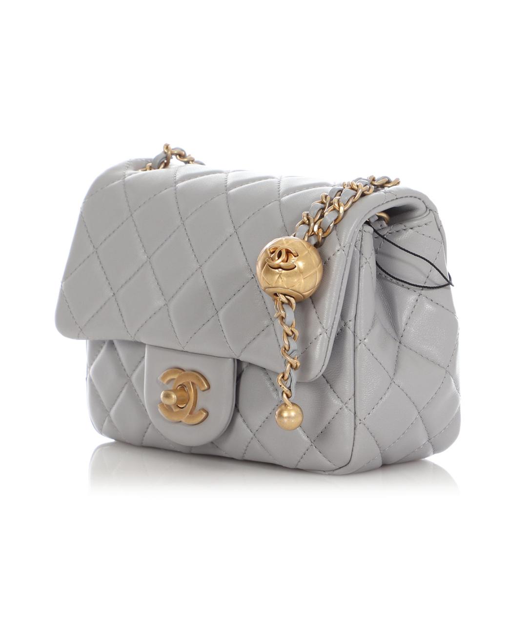 CHANEL Серая кожаная сумка через плечо, фото 2