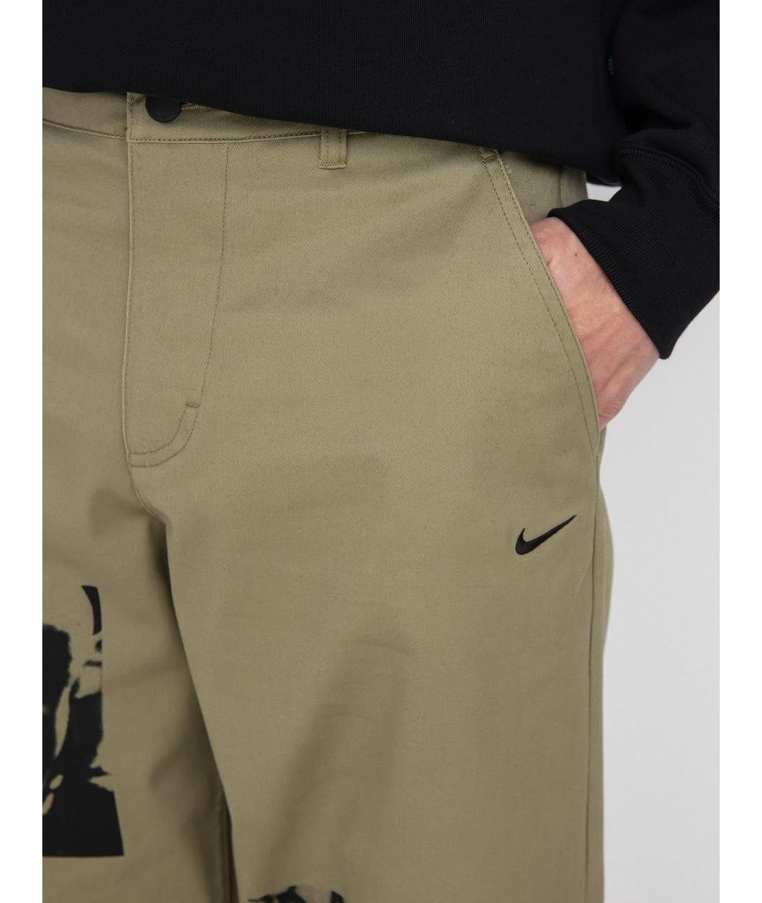 NIKE Бежевые хлопковые повседневные брюки, фото 3