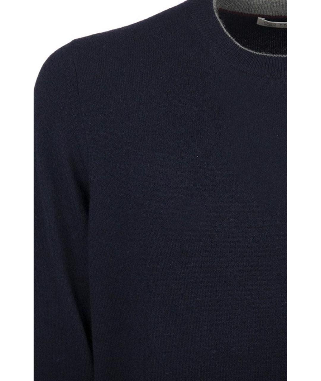 BRUNELLO CUCINELLI Темно-синий кашемировый джемпер / свитер, фото 4
