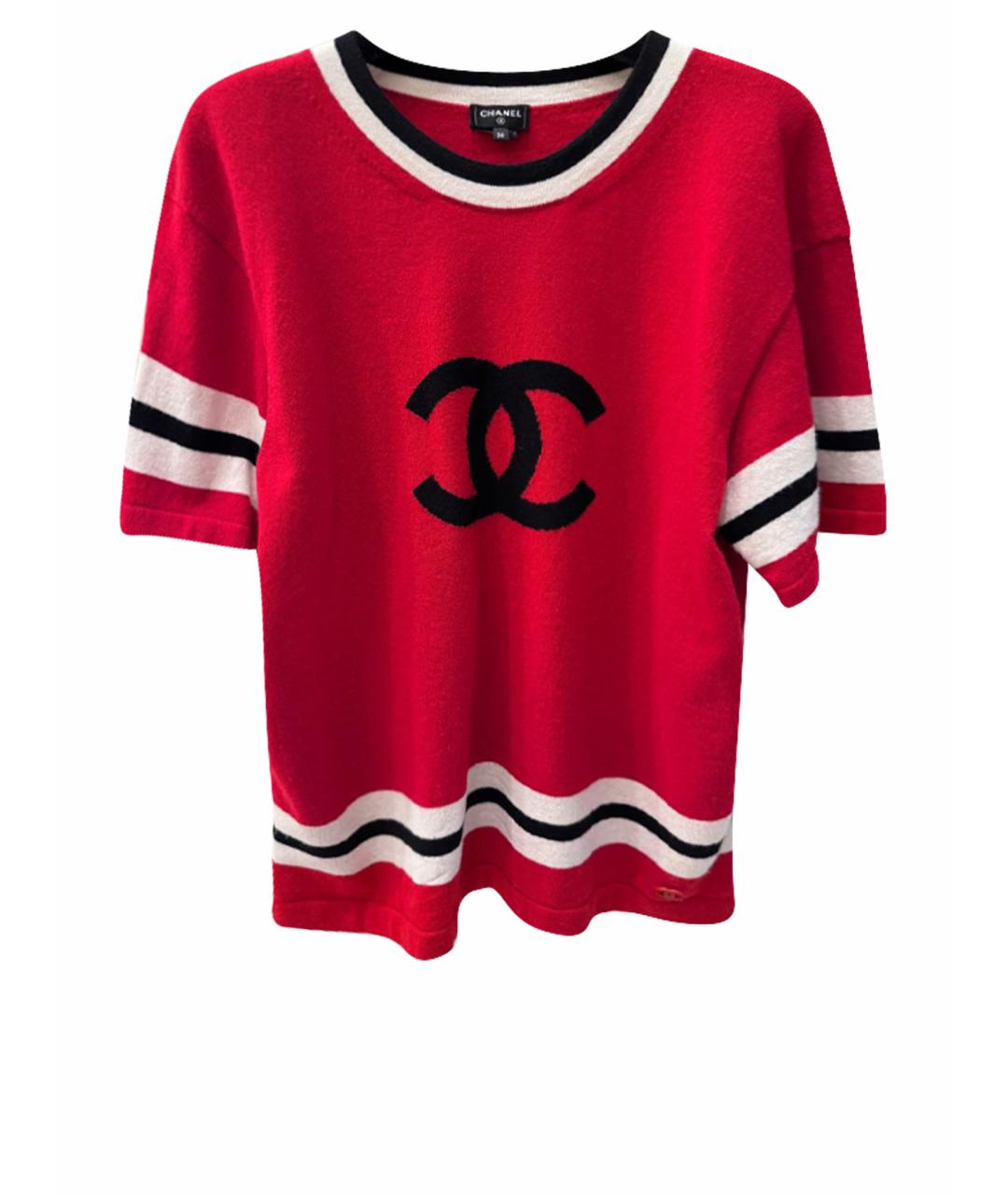 CHANEL Красная кашемировая футболка, фото 1