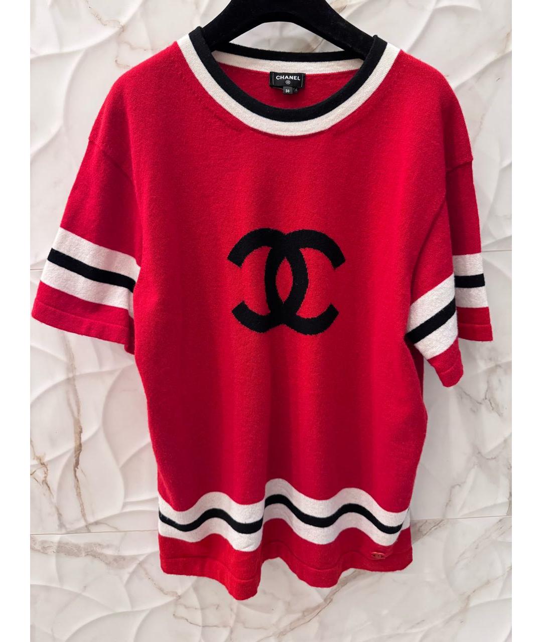 CHANEL Красная кашемировая футболка, фото 8