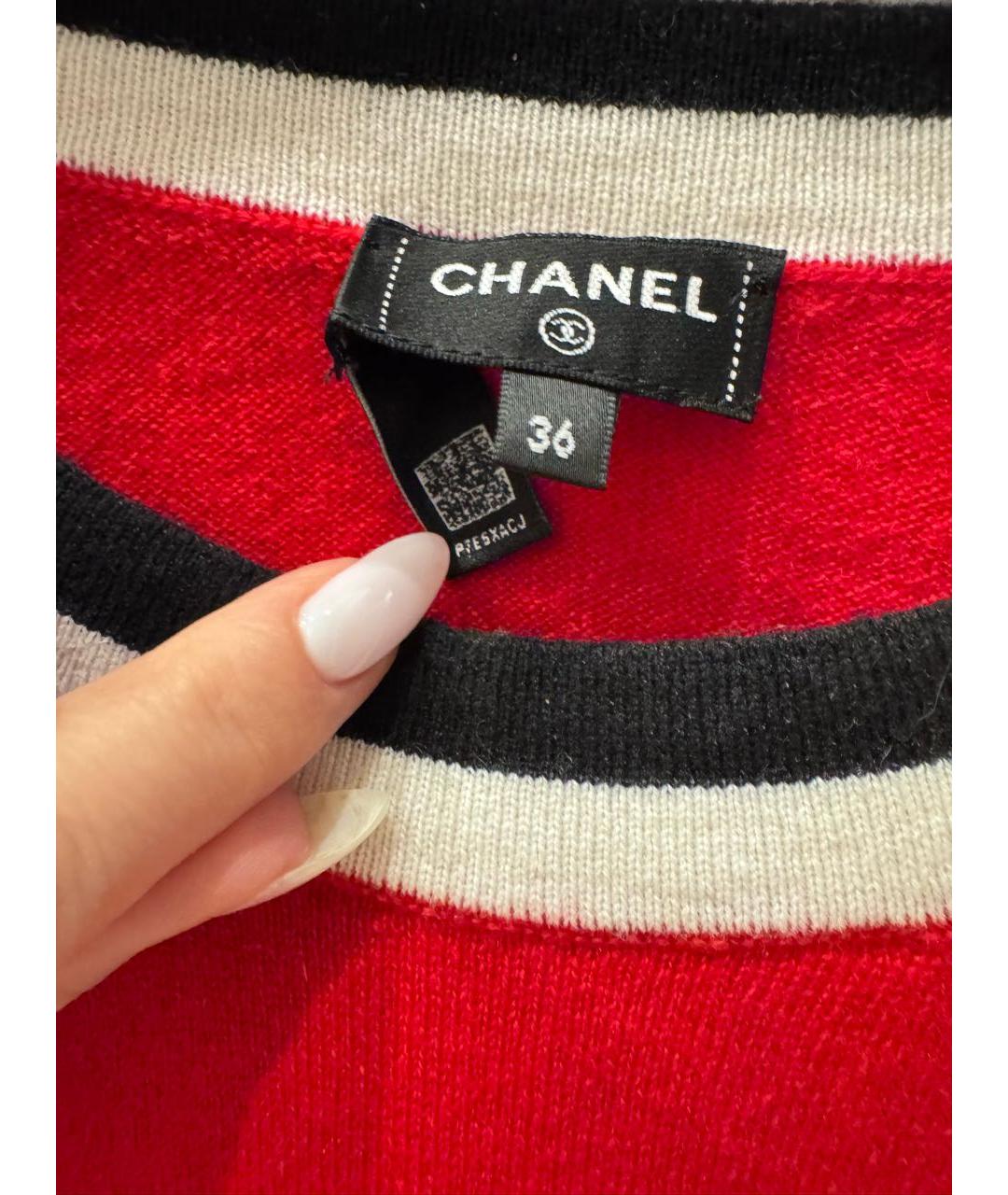CHANEL Красная кашемировая футболка, фото 4