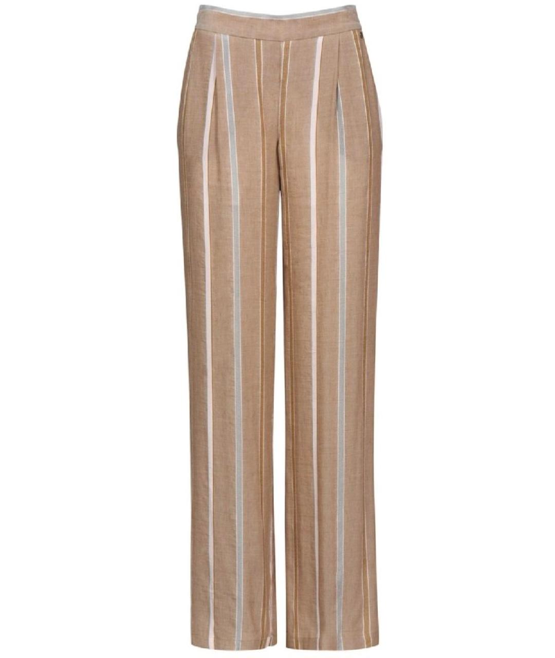TRUSSARDI Бежевые хлопковые прямые брюки, фото 1