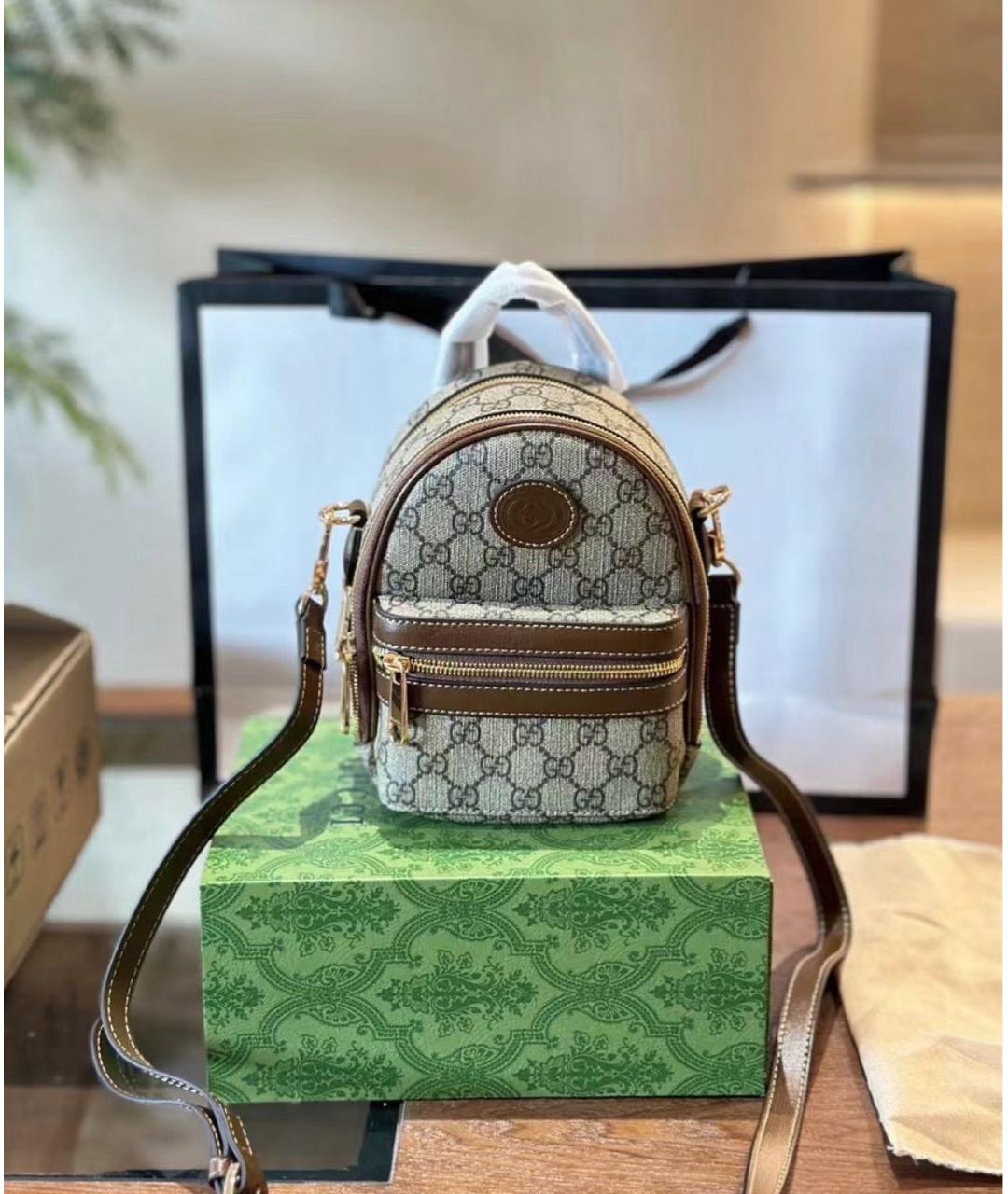 GUCCI Коричневый кожаный рюкзак, фото 5