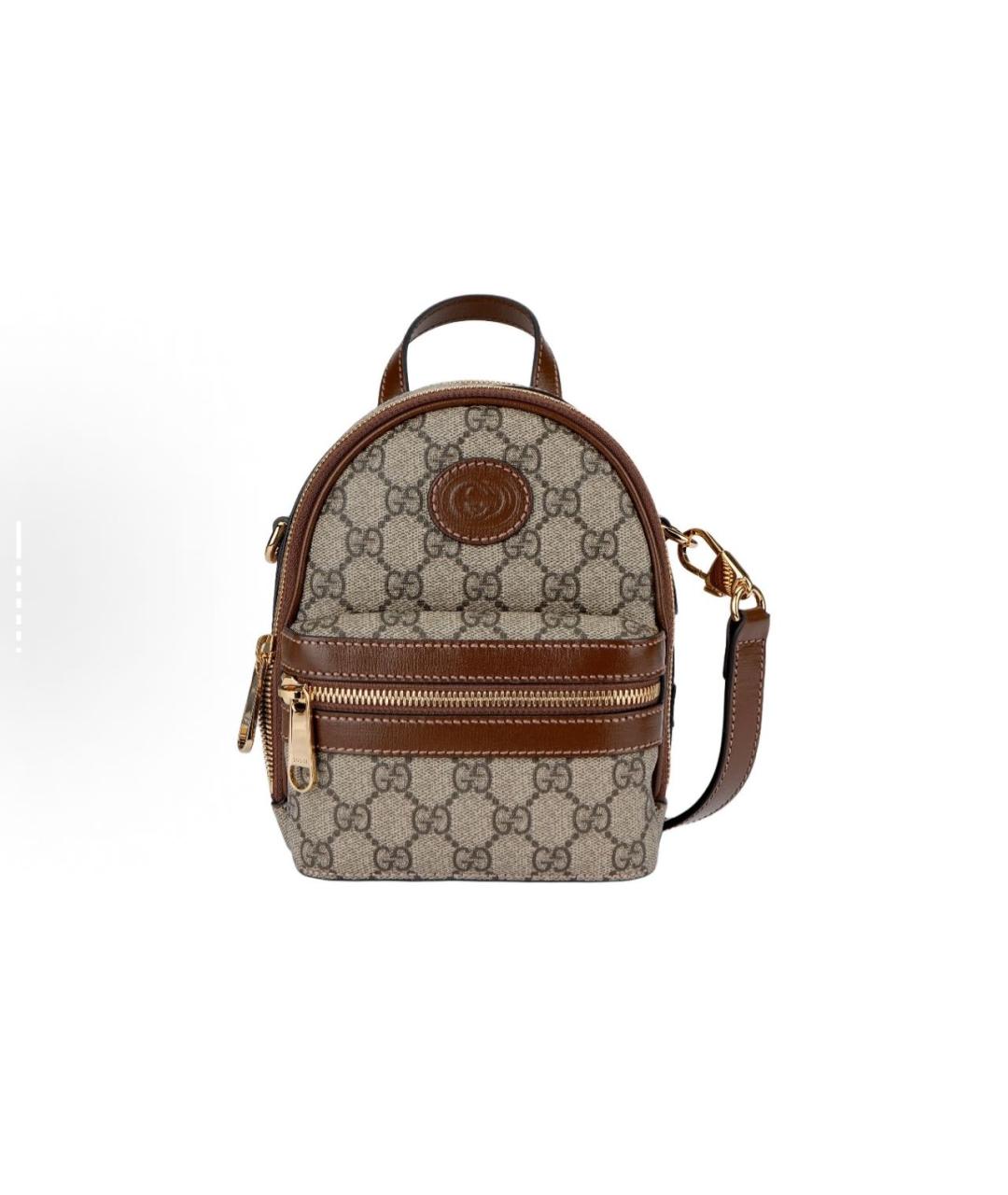 GUCCI Коричневый кожаный рюкзак, фото 6