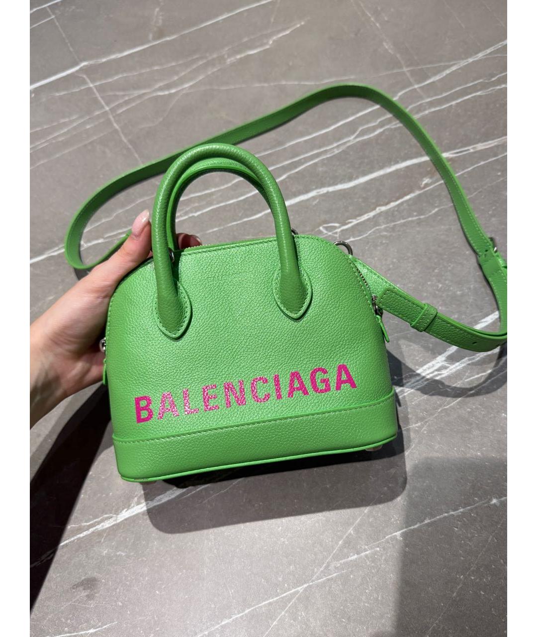 BALENCIAGA Салатовая кожаная сумка с короткими ручками, фото 2