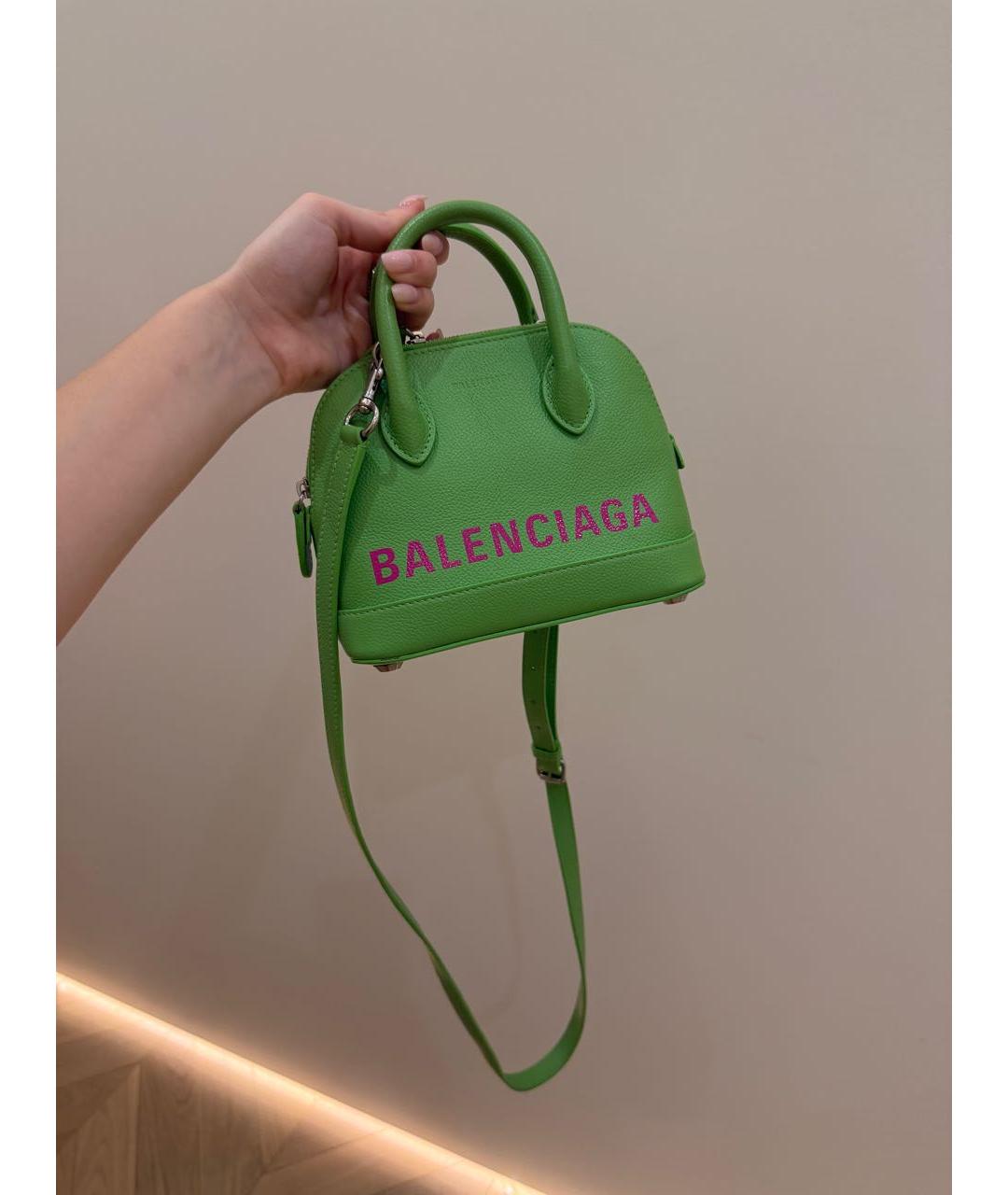 BALENCIAGA Салатовая кожаная сумка с короткими ручками, фото 6