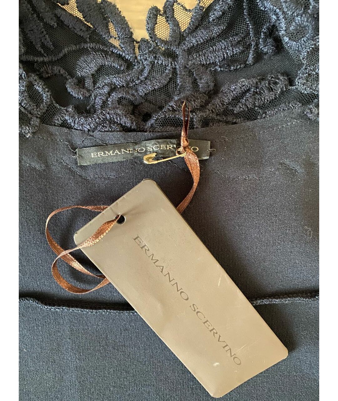 ERMANNO SCERVINO Темно-синее вискозное коктейльное платье, фото 3