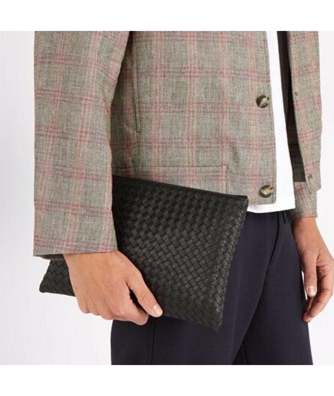 BOTTEGA VENETA Черная кожаная папка для документов, фото 5