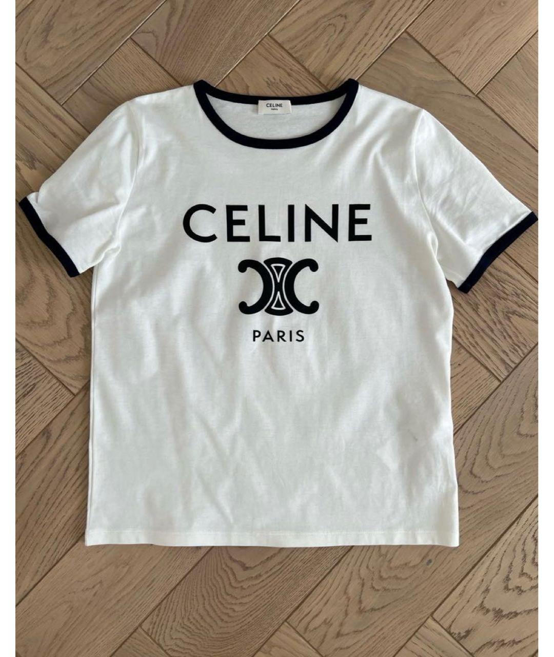 CELINE Белая хлопковая футболка, фото 3