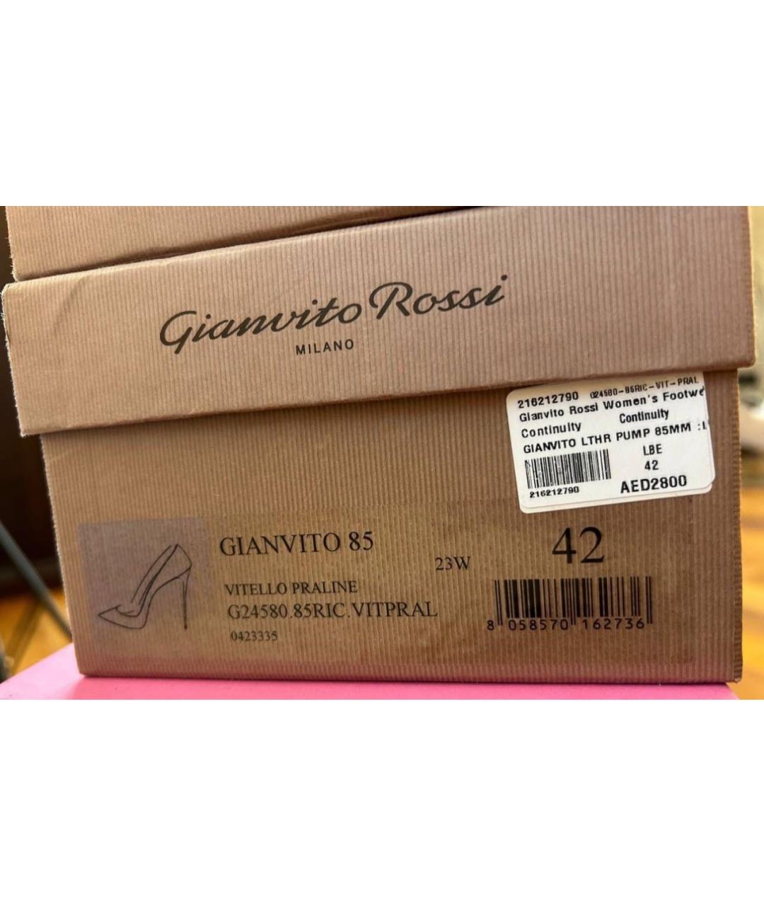 GIANVITO ROSSI Бежевые кожаные туфли, фото 4