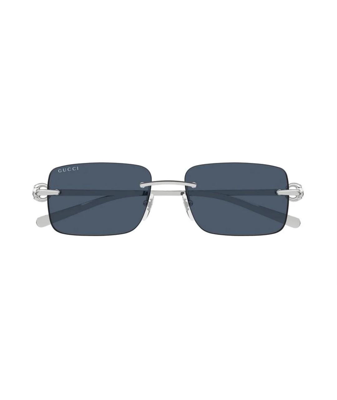 GUCCI Серебряные металлические солнцезащитные очки, фото 2