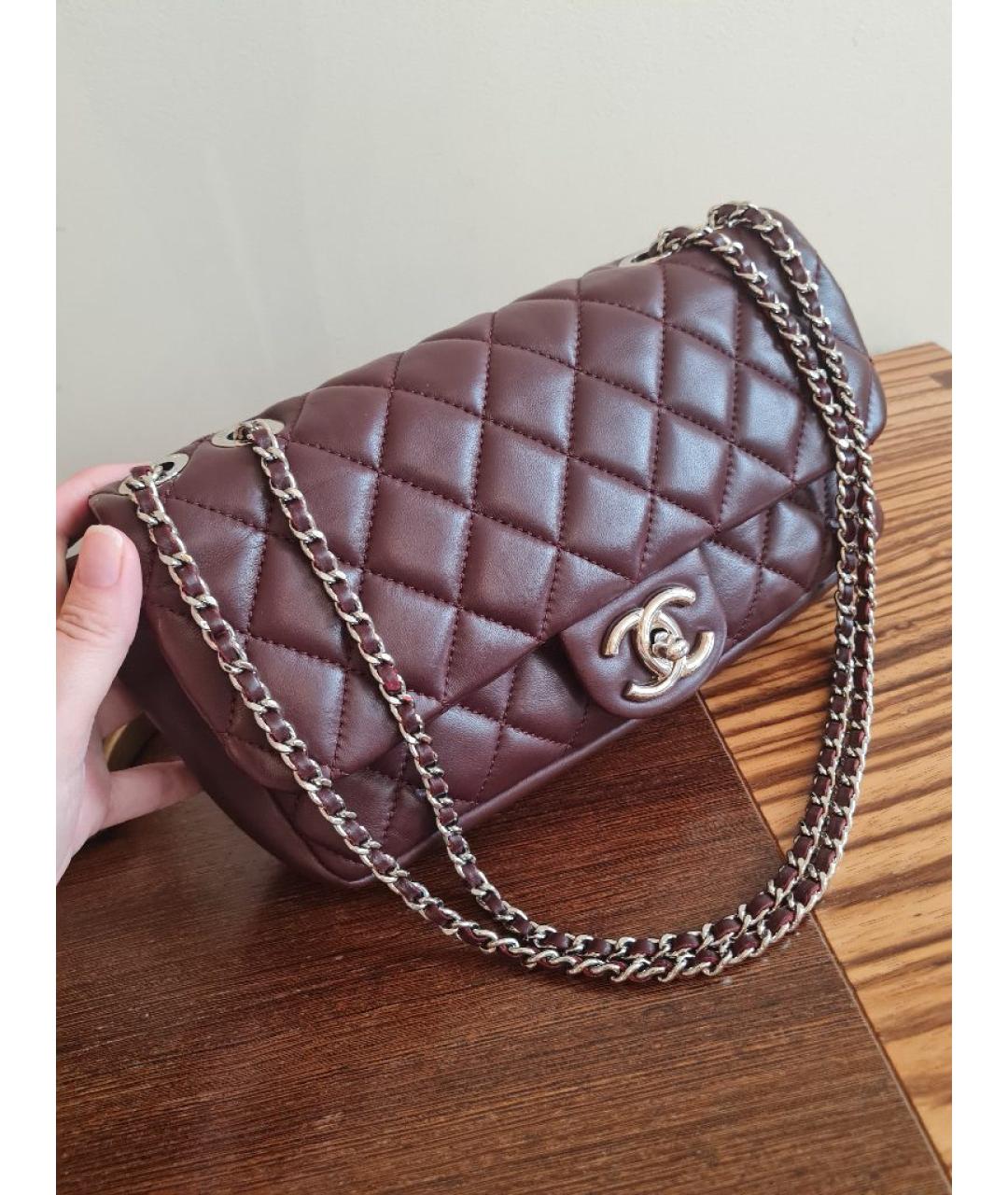 CHANEL Коричневая кожаная сумка через плечо, фото 9
