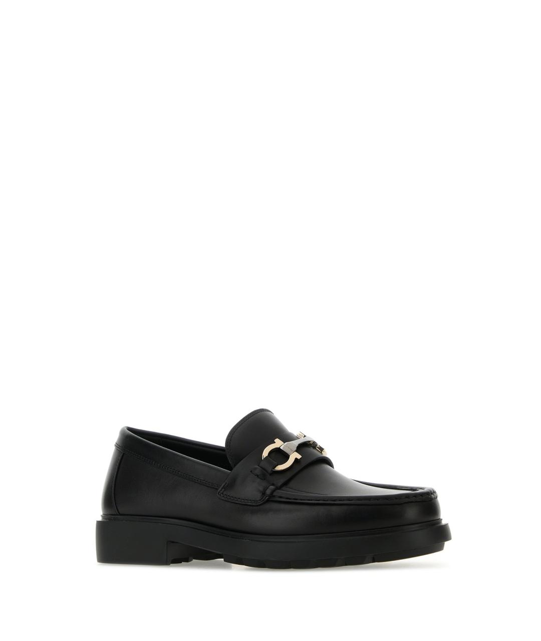 FERRAGAMO Черные кожаные лоферы, фото 2