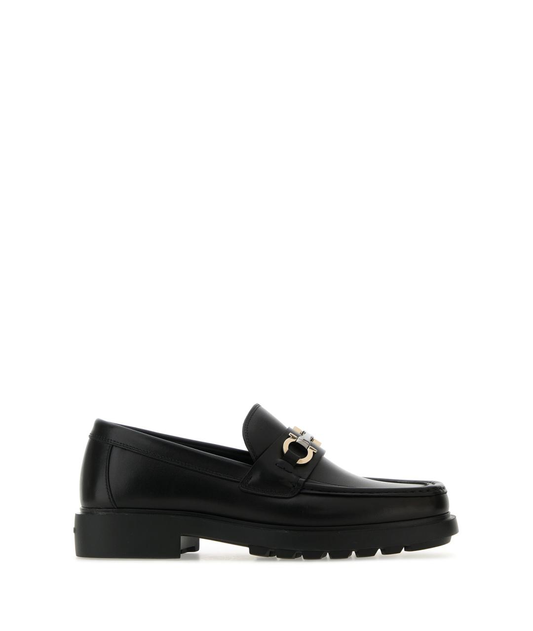 FERRAGAMO Черные кожаные лоферы, фото 1