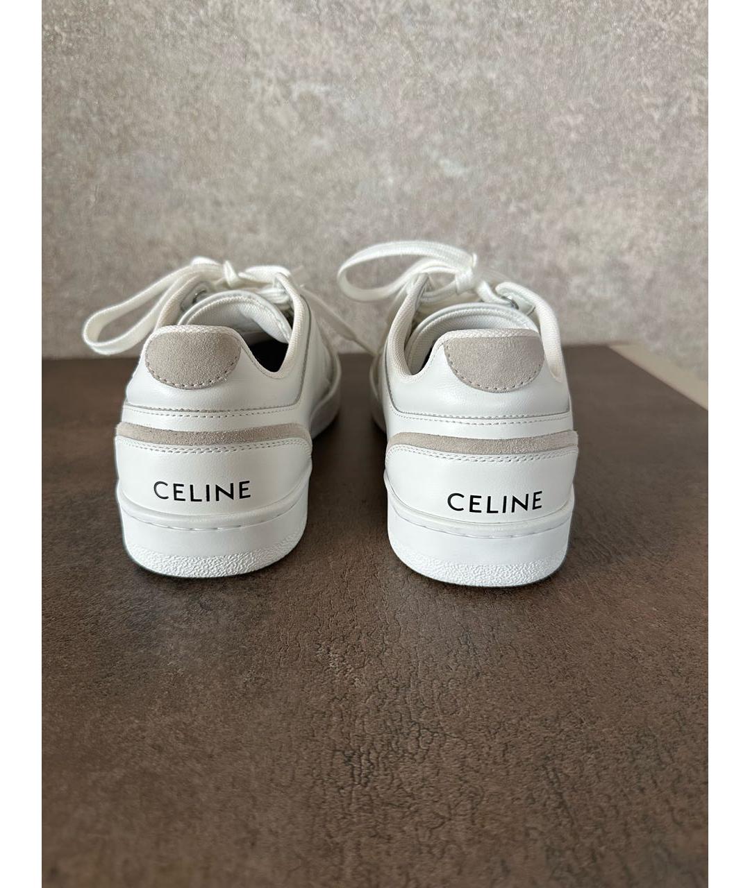 CELINE Белые кожаные кроссовки, фото 4