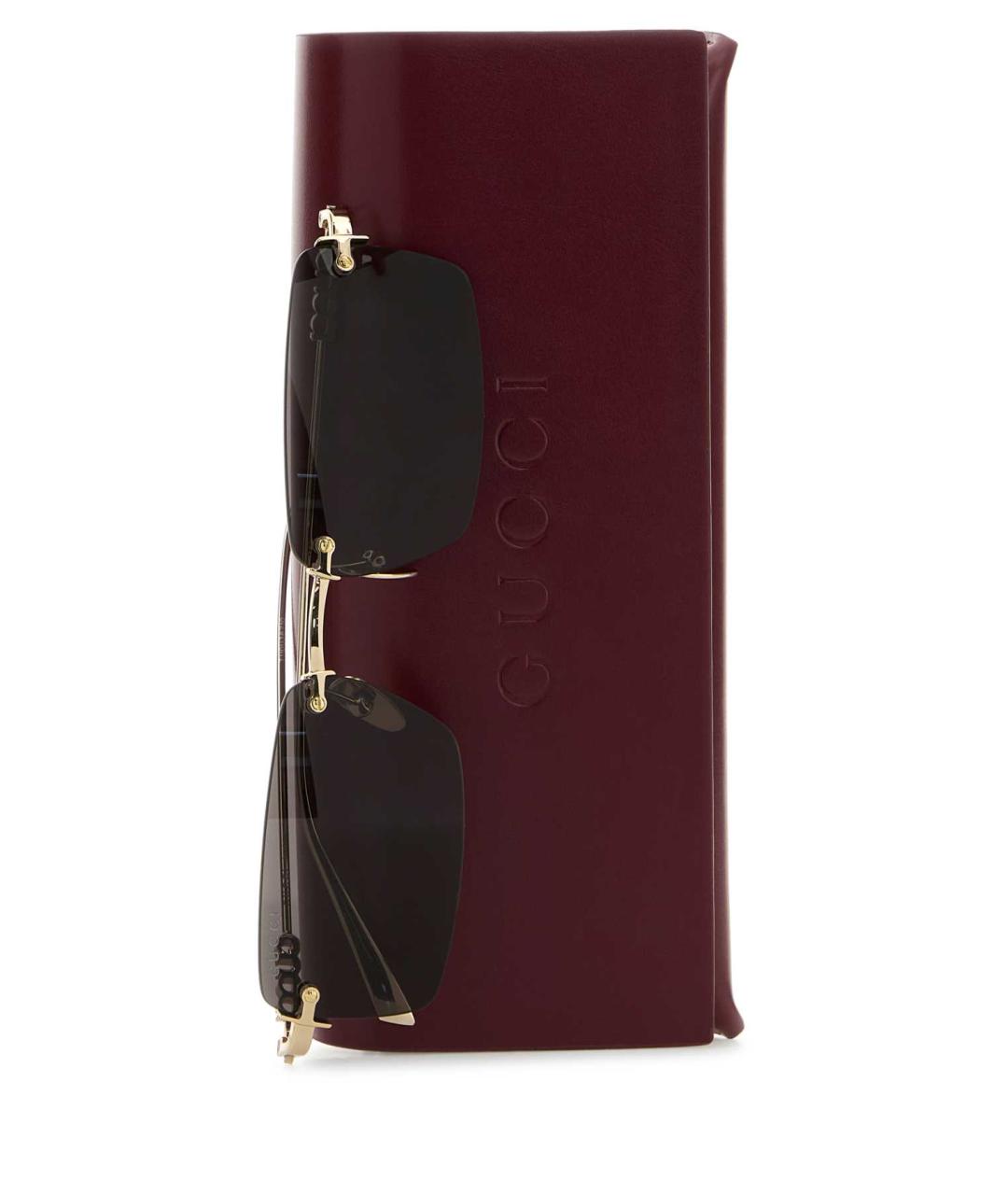 GUCCI Золотые металлические солнцезащитные очки, фото 3