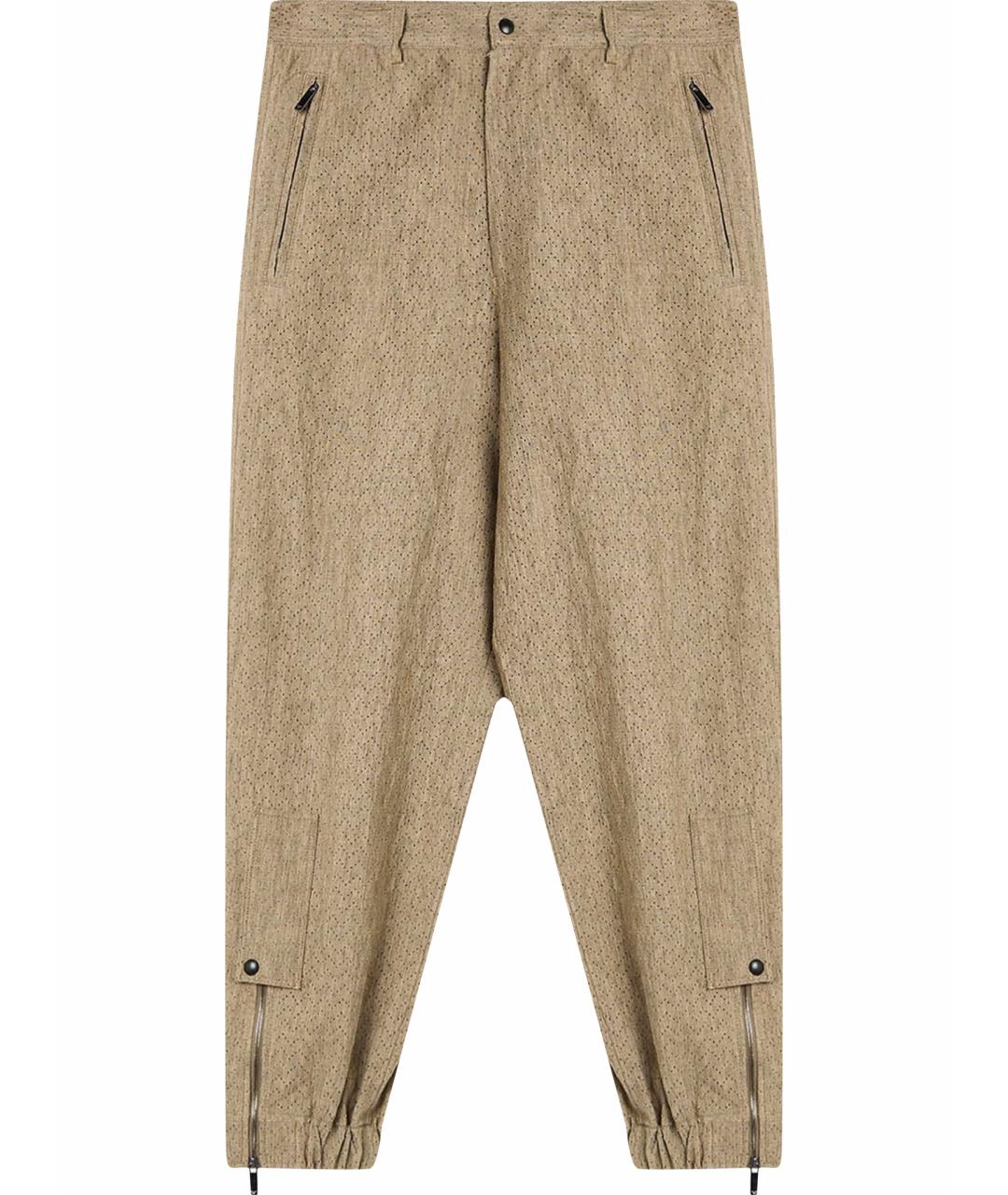 EMPORIO ARMANI Бежевые льняные повседневные брюки, фото 1