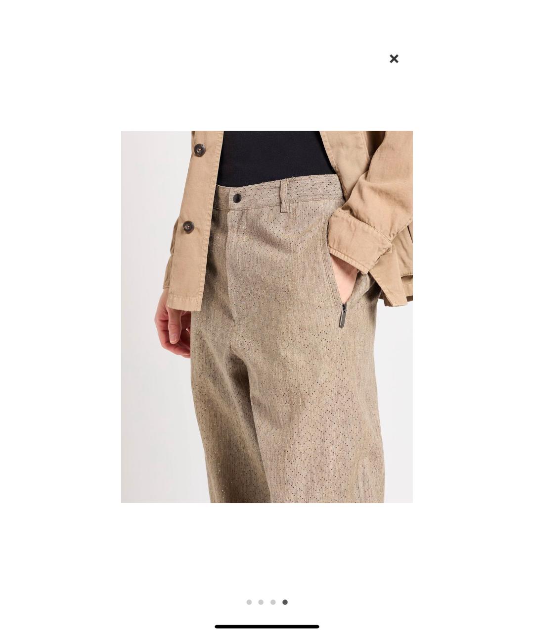 EMPORIO ARMANI Бежевые льняные повседневные брюки, фото 4