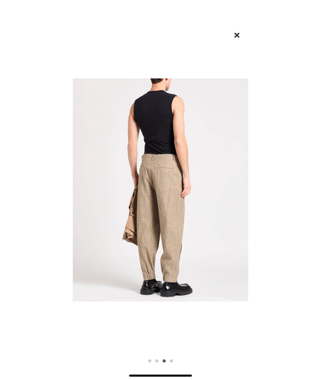 EMPORIO ARMANI Бежевые льняные повседневные брюки, фото 3