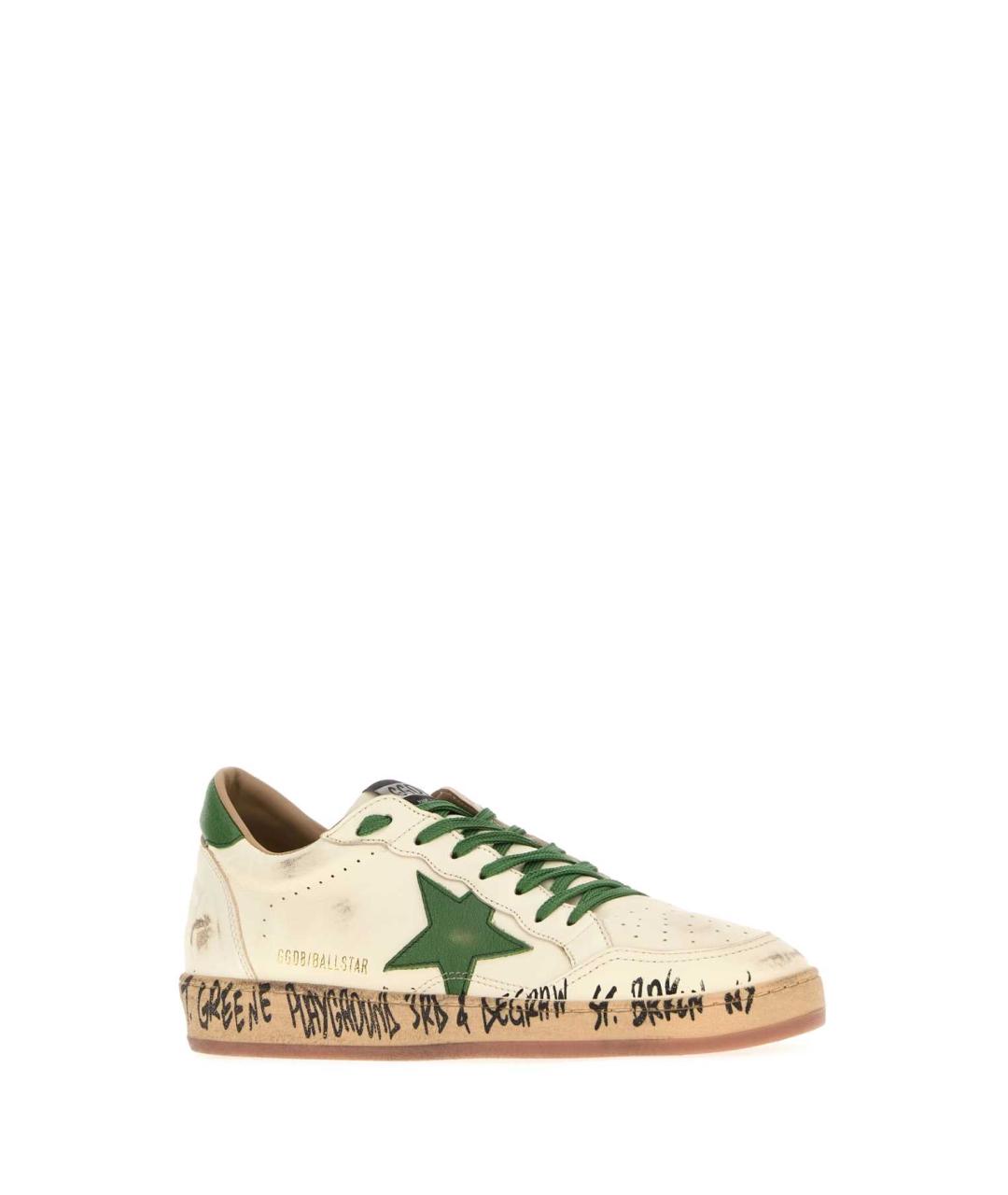 GOLDEN GOOSE DELUXE BRAND Бежевые кожаные низкие кроссовки / кеды, фото 2