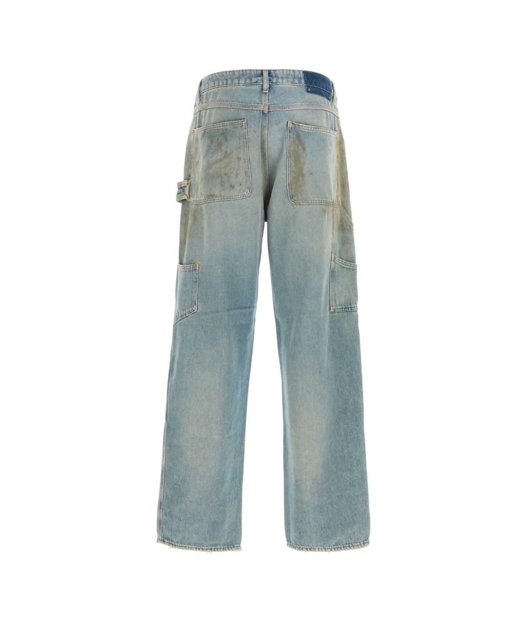 GOLDEN GOOSE DELUXE BRAND Голубые хлопковые прямые джинсы, фото 2