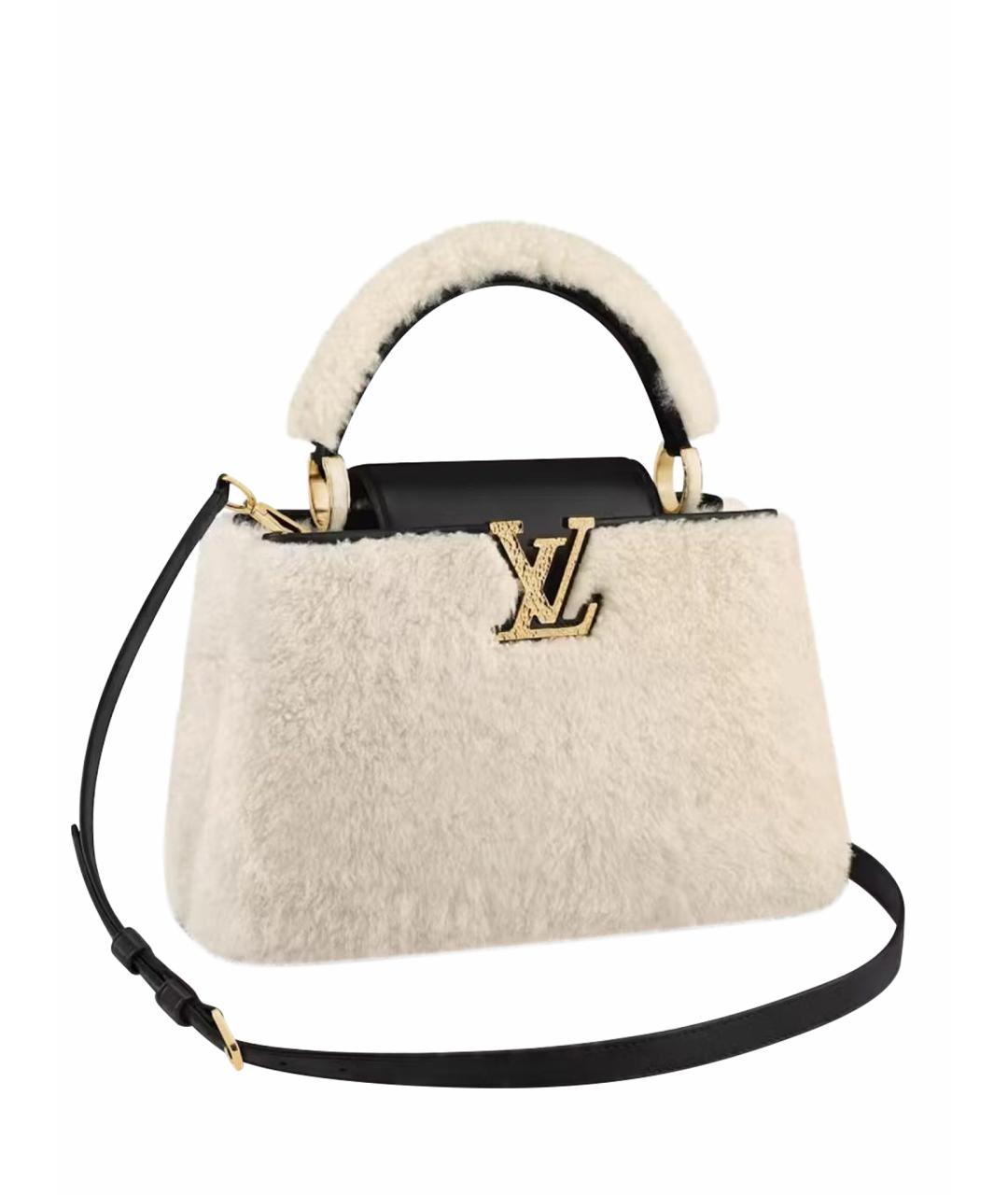 LOUIS VUITTON Бежевая меховая сумка с короткими ручками, фото 1