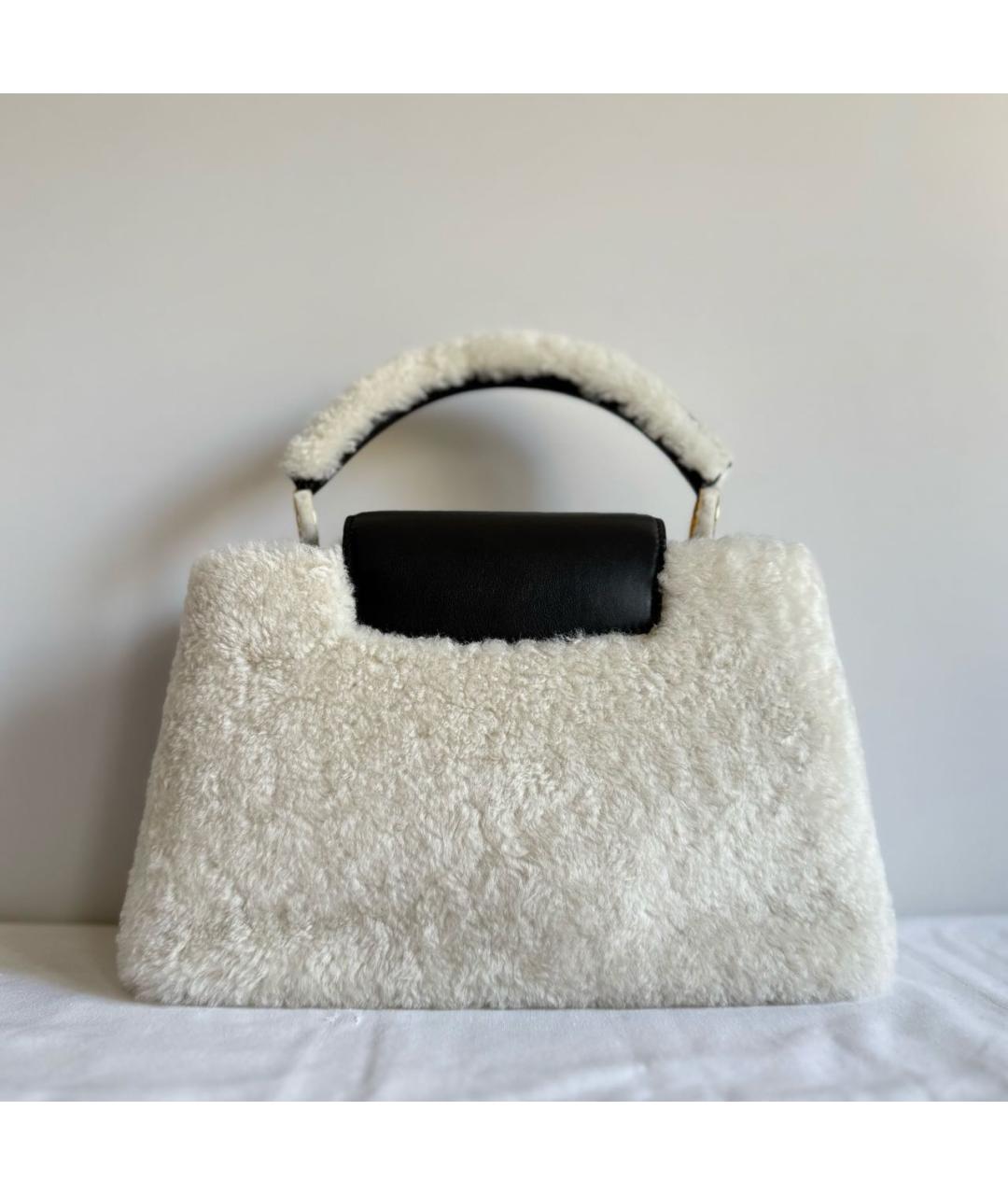 LOUIS VUITTON Бежевая меховая сумка с короткими ручками, фото 4