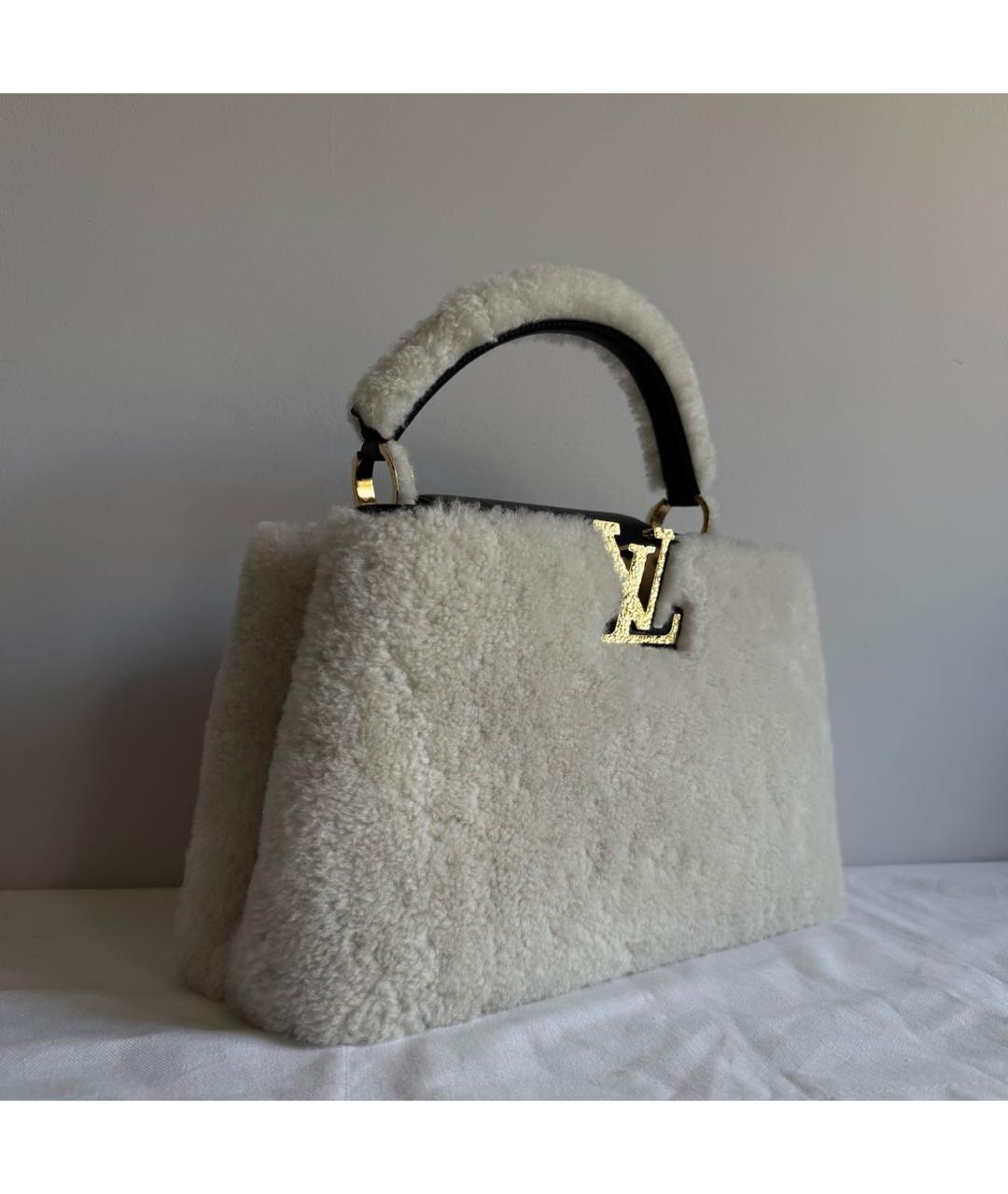 LOUIS VUITTON Бежевая меховая сумка с короткими ручками, фото 3