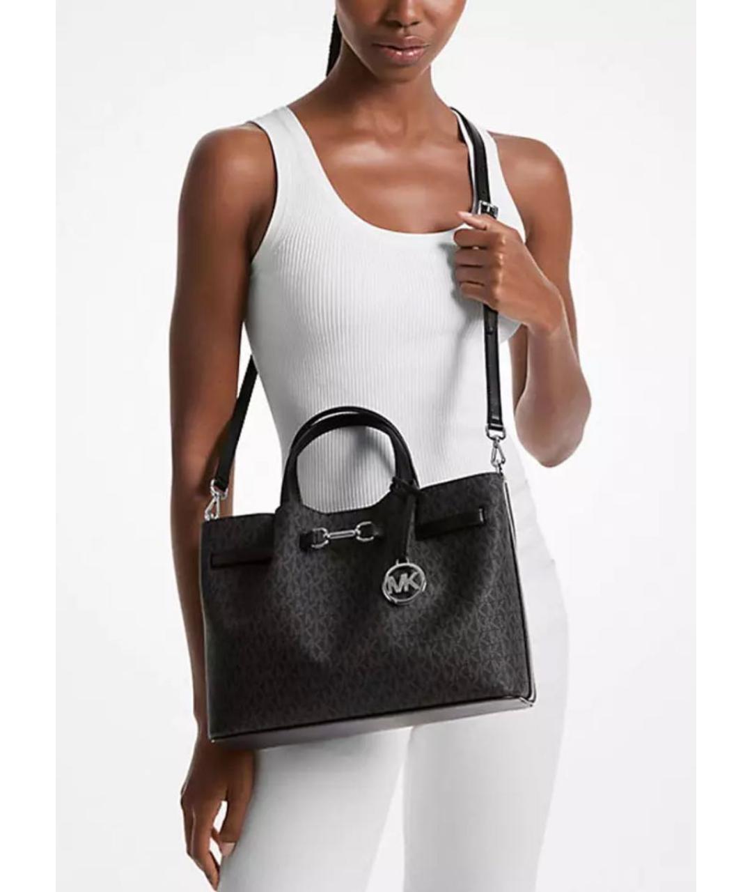 MICHAEL KORS Черная кожаная сумка тоут, фото 3
