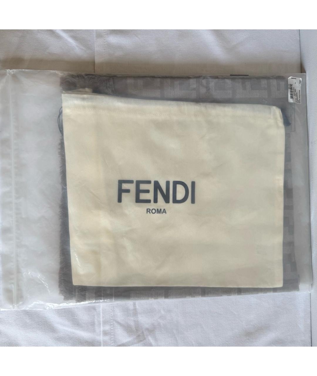FENDI Бежевый шерстяной шарф, фото 7