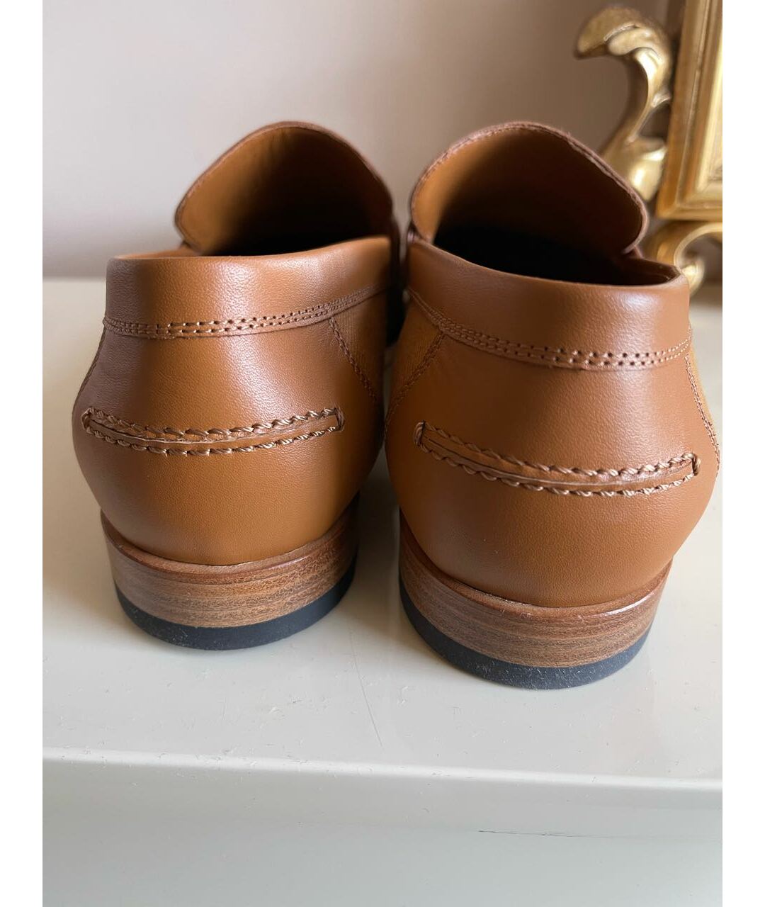 HERMES Горчичные текстильные лоферы, фото 4