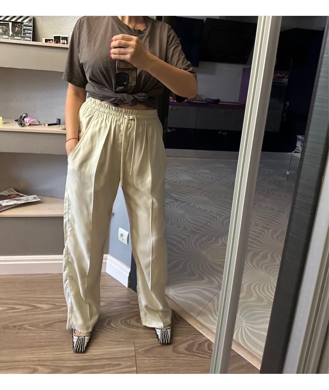 ISABEL MARANT ETOILE Бежевые хлопковые брюки широкие, фото 5