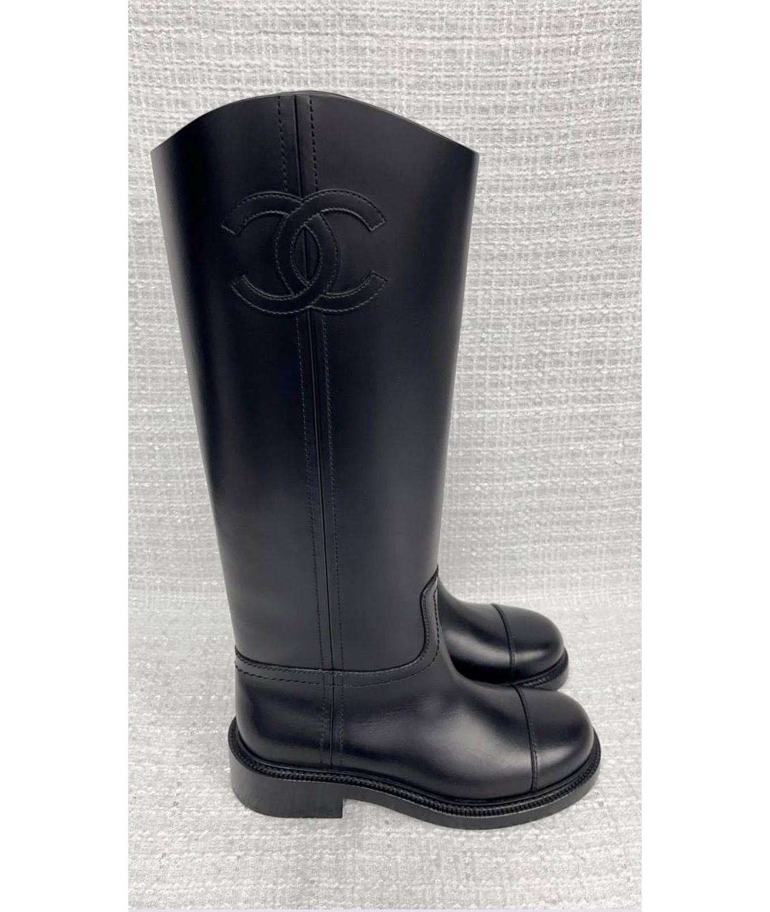 CHANEL Черные кожаные сапоги, фото 6
