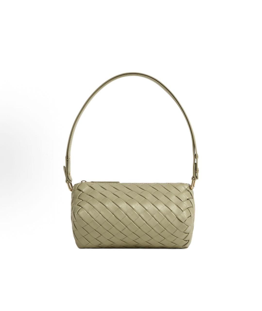 BOTTEGA VENETA Хаки кожаная сумка через плечо, фото 5