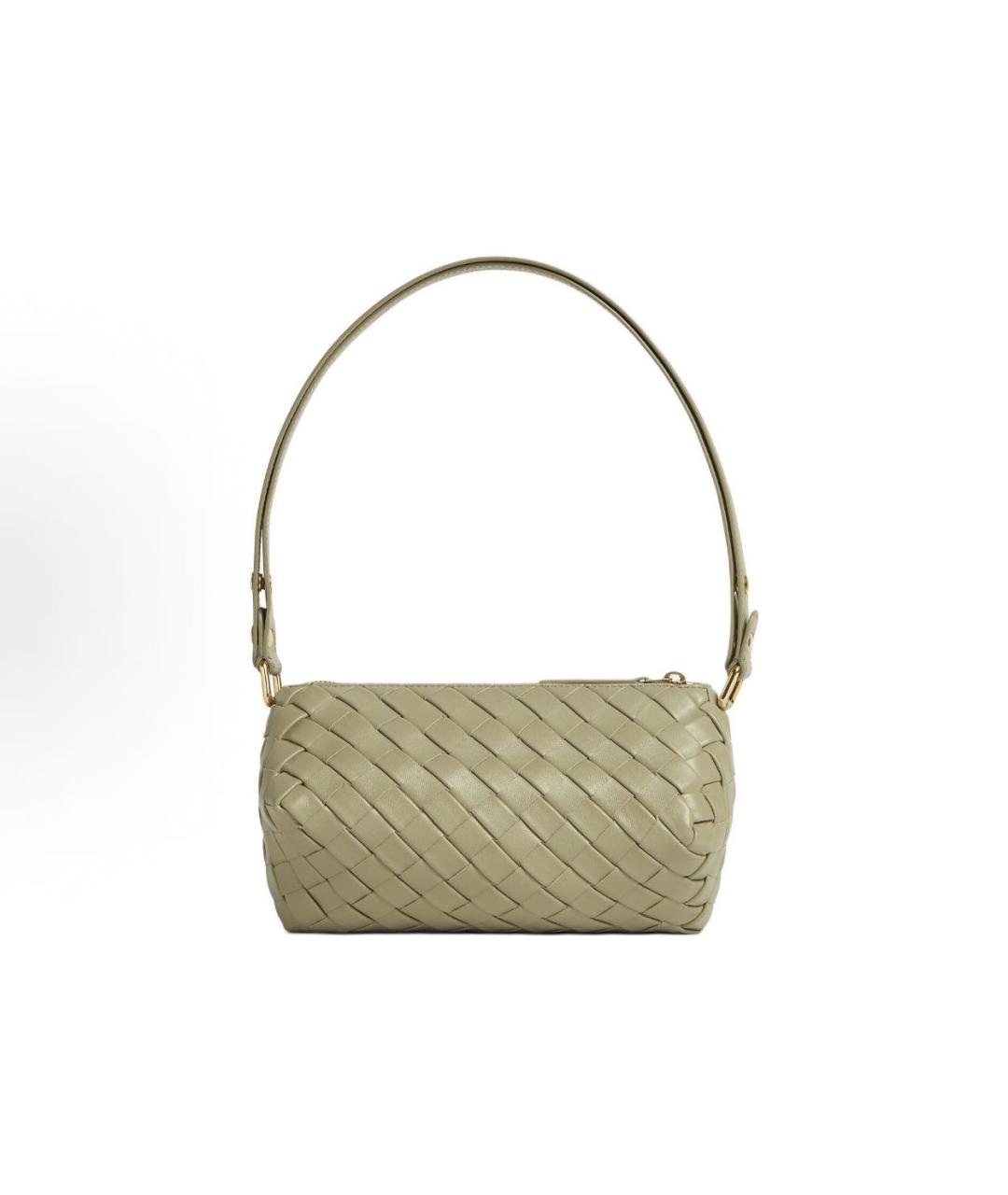 BOTTEGA VENETA Хаки кожаная сумка через плечо, фото 3