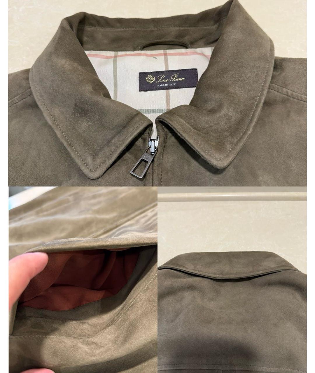 LORO PIANA Хаки кожаная куртка, фото 5