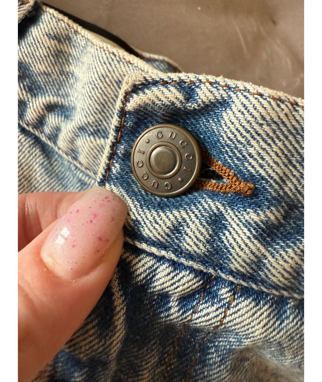 GUCCI Голубая деним юбка мини, фото 3