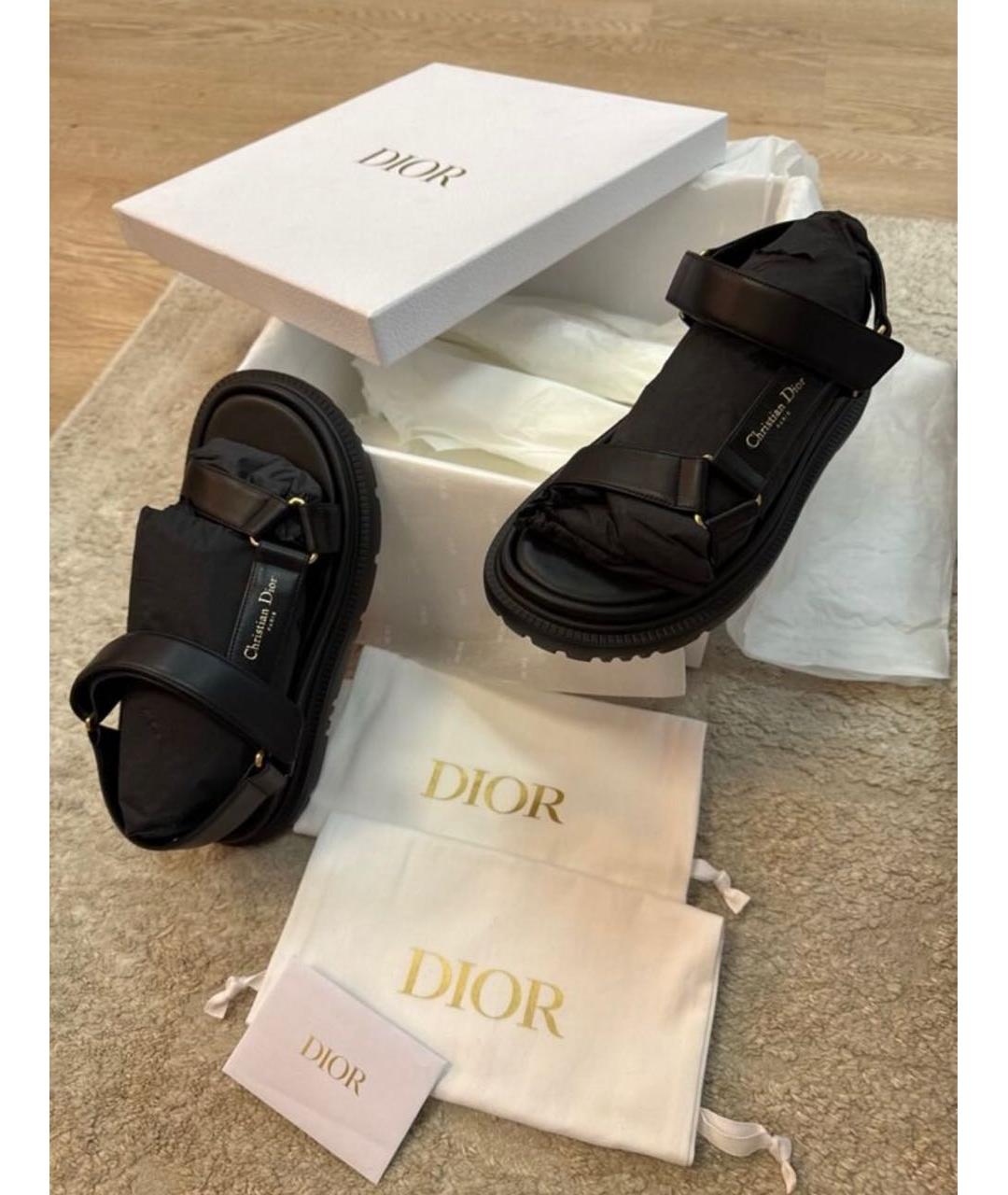 CHRISTIAN DIOR Черные кожаные сандалии, фото 5