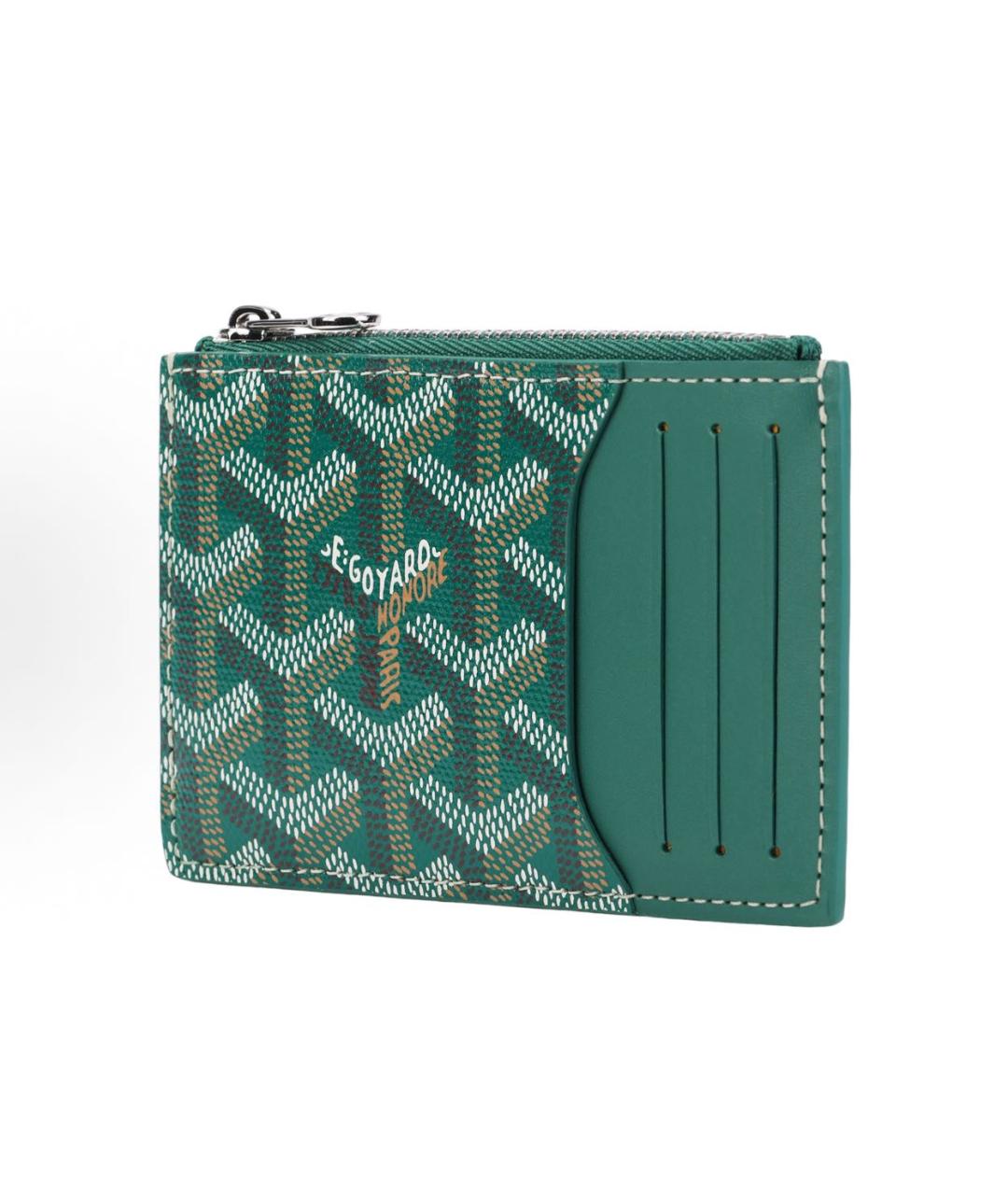 GOYARD Зеленый кожаный кошелек, фото 3