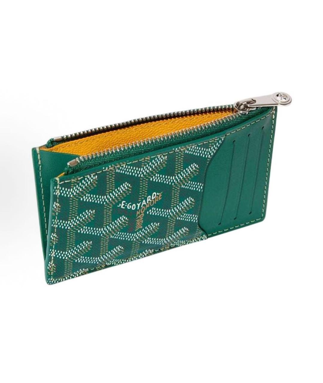 GOYARD Зеленый кожаный кошелек, фото 5