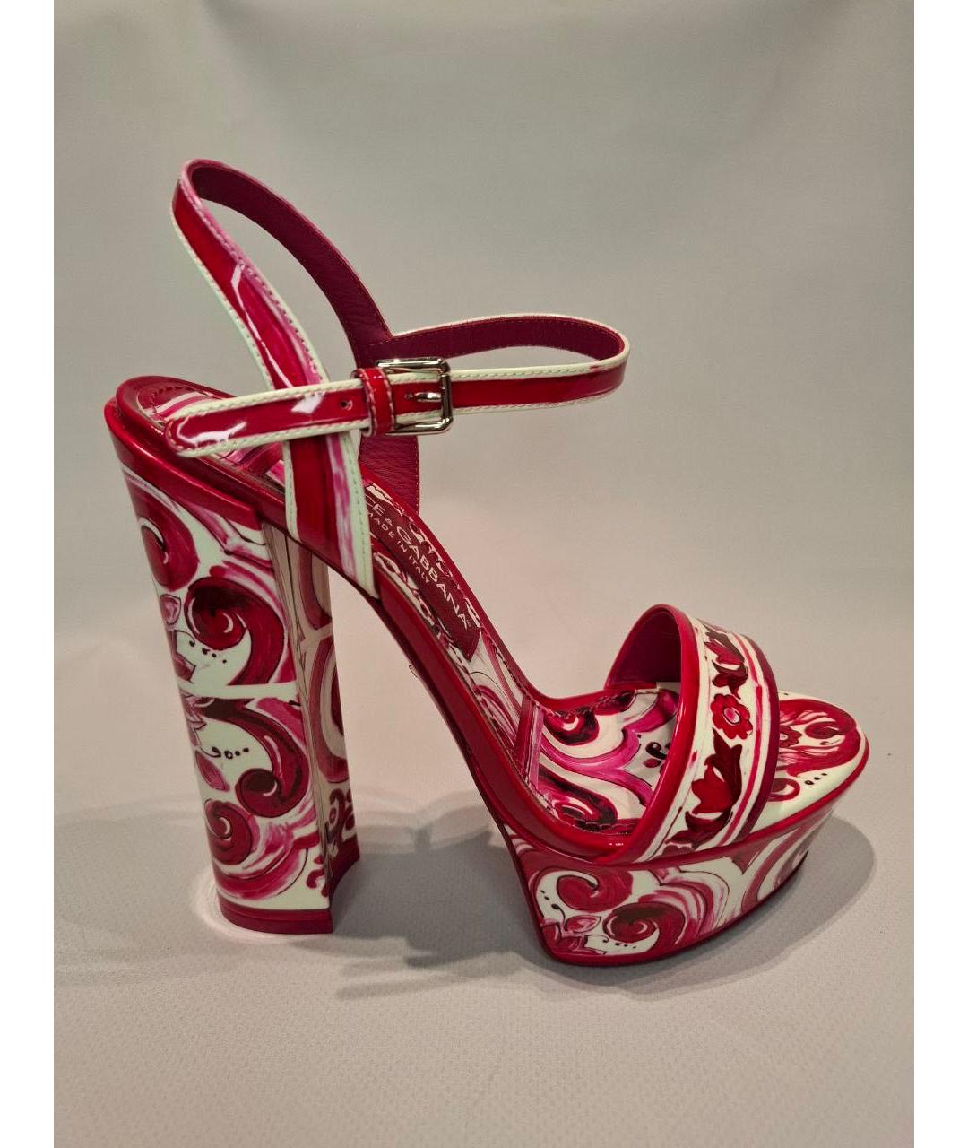 DOLCE&GABBANA Красные босоножки из лакированной кожи, фото 2