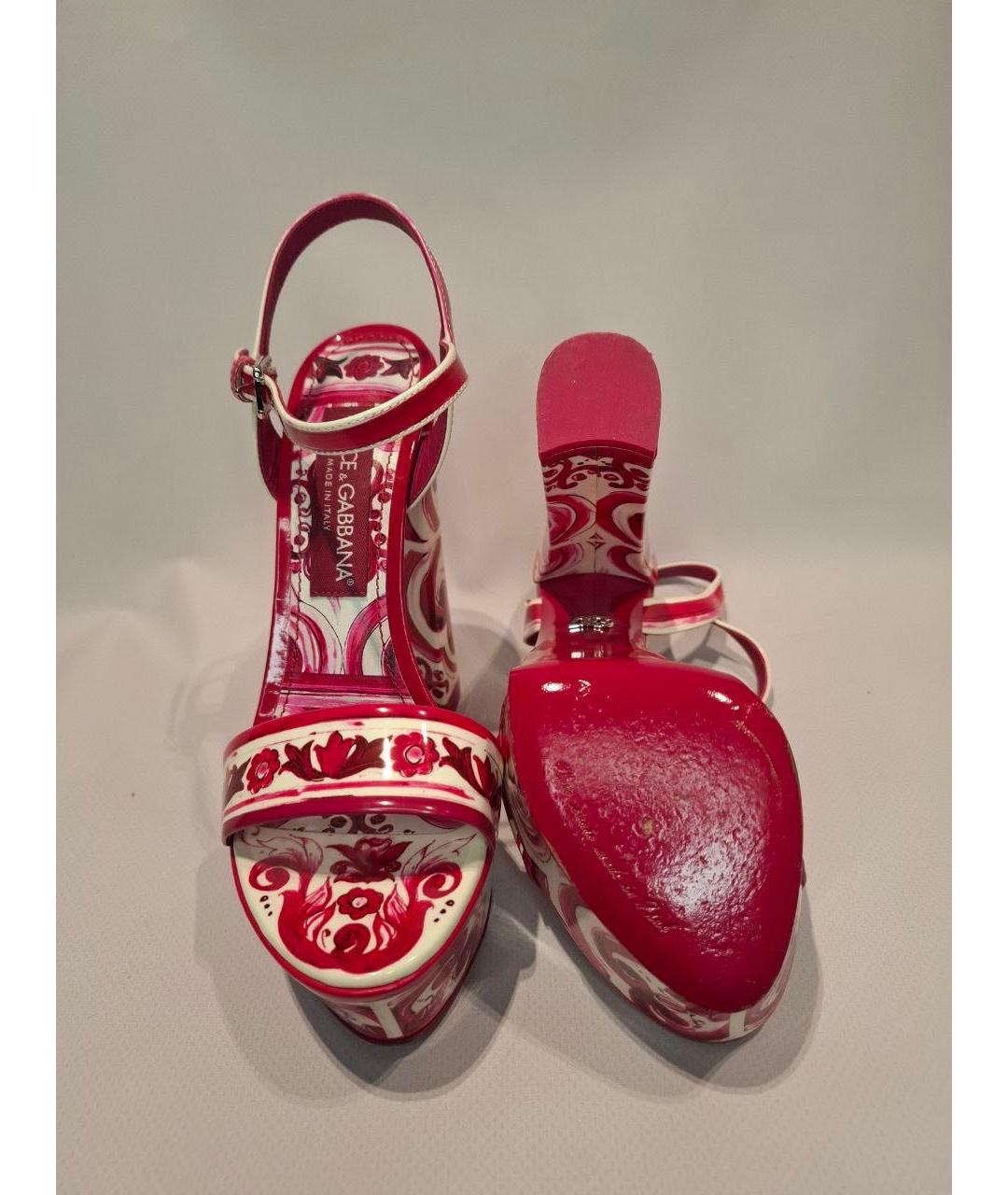 DOLCE&GABBANA Красные босоножки из лакированной кожи, фото 6