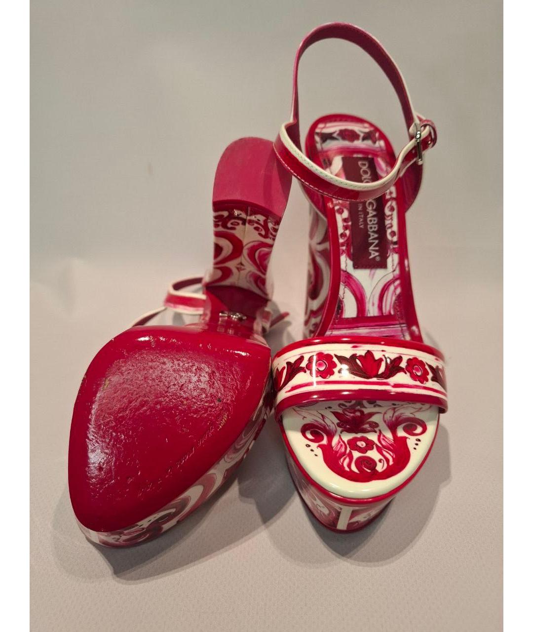 DOLCE&GABBANA Красные босоножки из лакированной кожи, фото 7