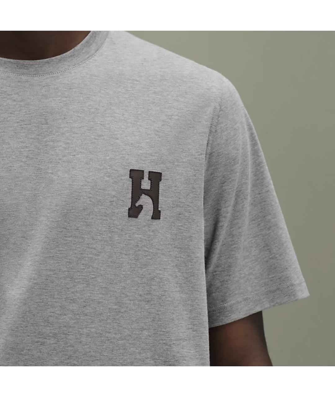 HERMES Серая хлопковая футболка, фото 4