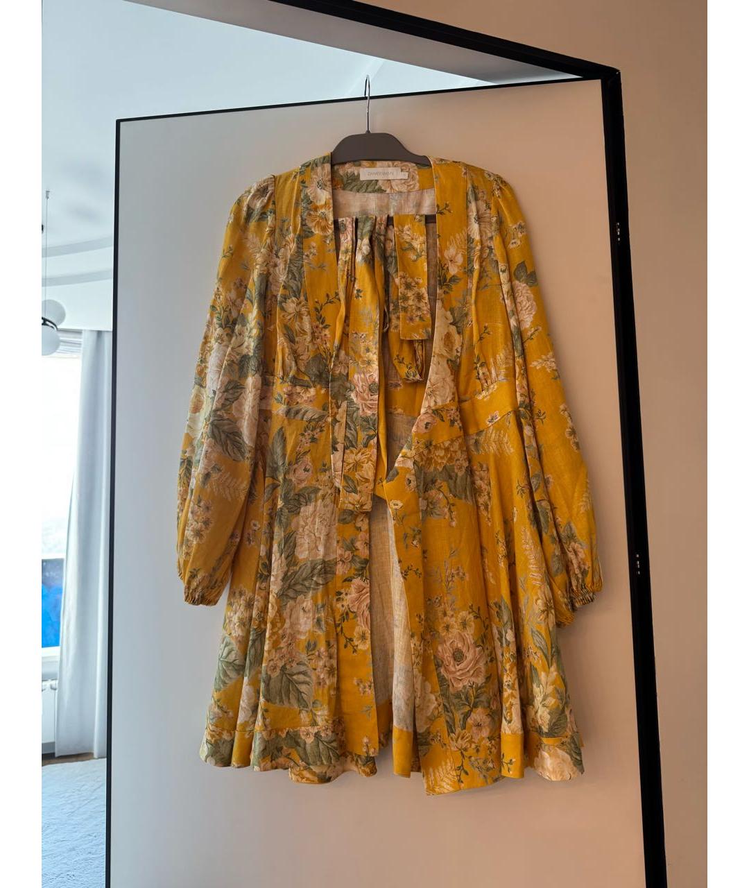 ZIMMERMANN Горчичное льняное повседневное платье, фото 5