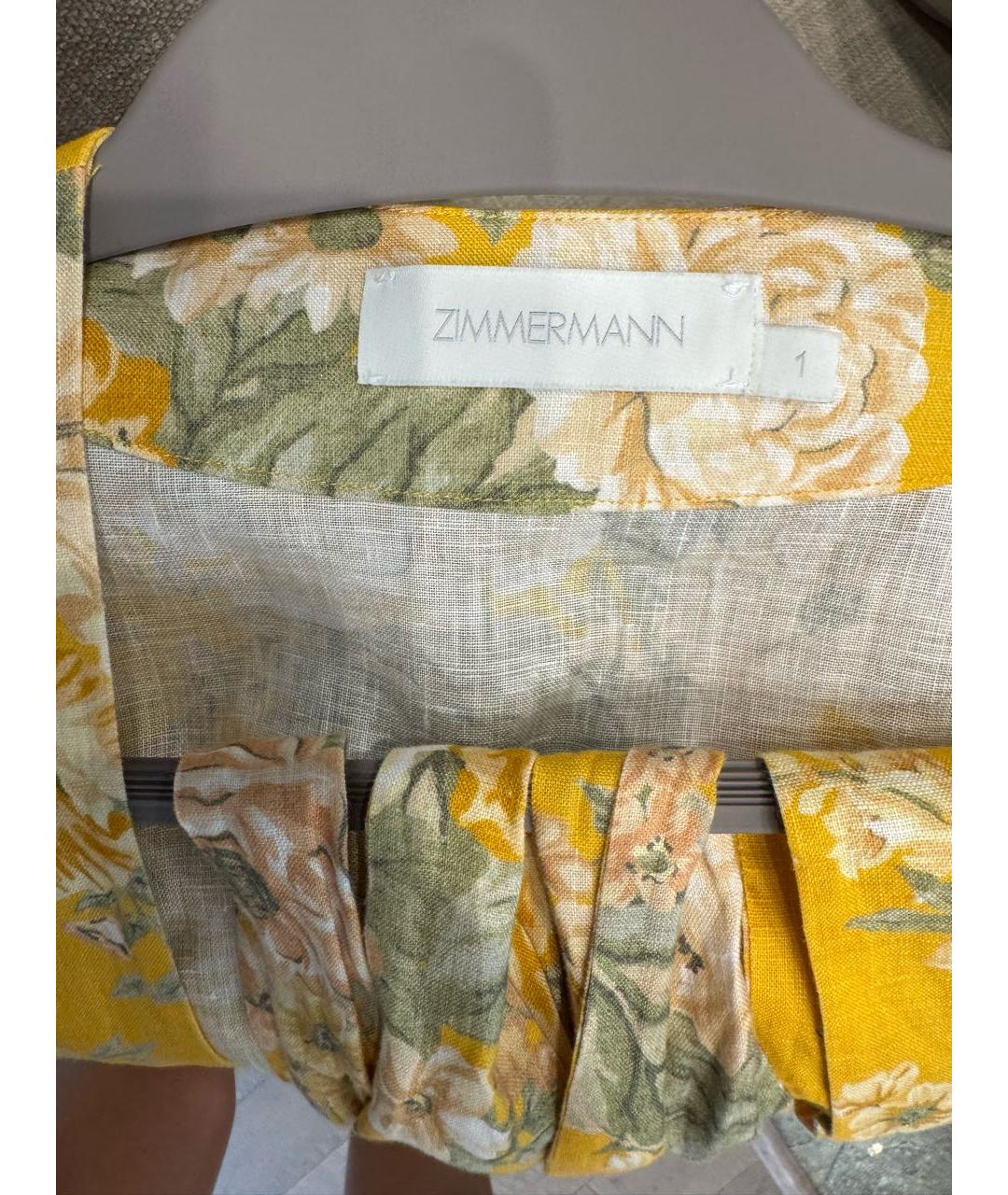 ZIMMERMANN Горчичное льняное повседневное платье, фото 4