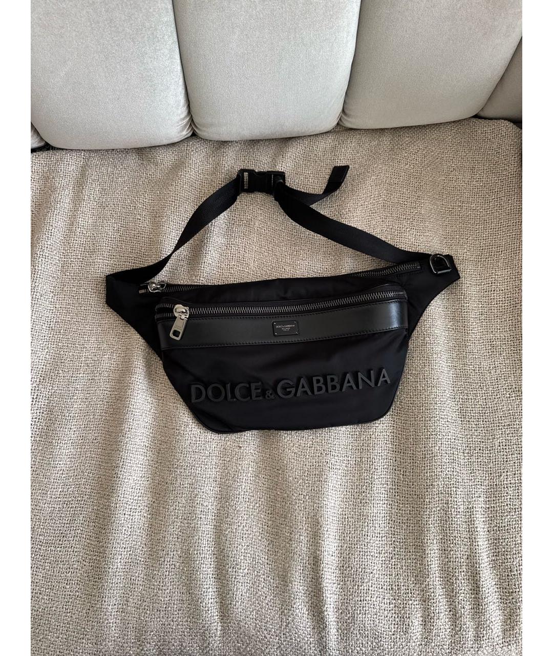 DOLCE&GABBANA Черная кожаная поясная сумка, фото 7