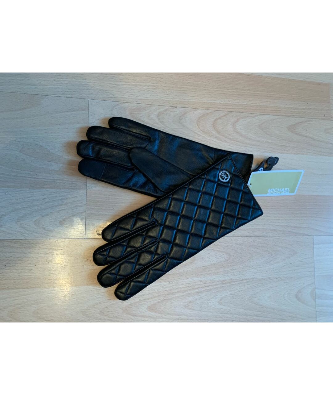 MICHAEL KORS Черные кожаные перчатки, фото 3